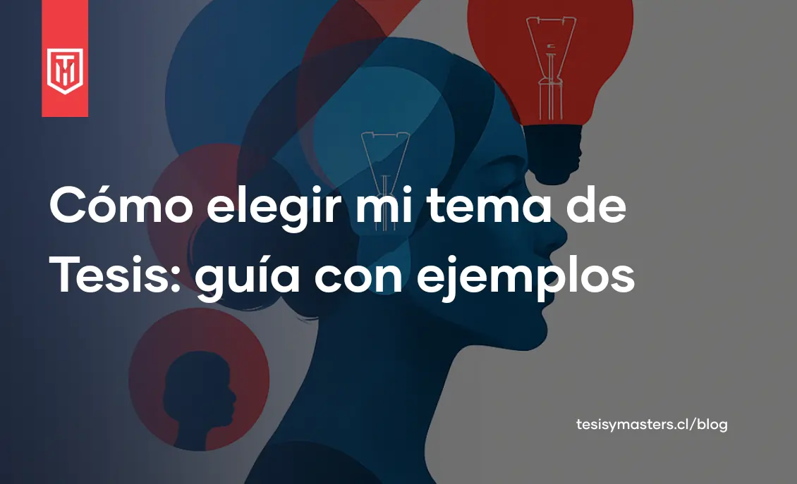 Silueta de persona con bombillas iluminadas representando ideas para elegir tema de tesis académica.